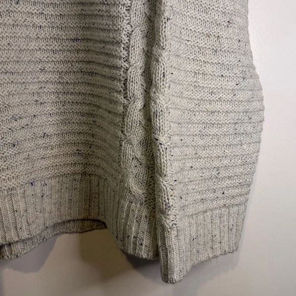 EUC LOFT Flecked Cable Linked Mock Neck Tunic Sweater - Ivory Multi - Picture 6 of 7